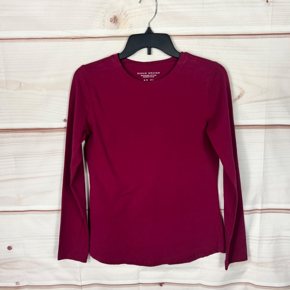 Susan Graver Top Womens XS Red Weekend Cotton T-Shirt Essentials Cotton Stretch